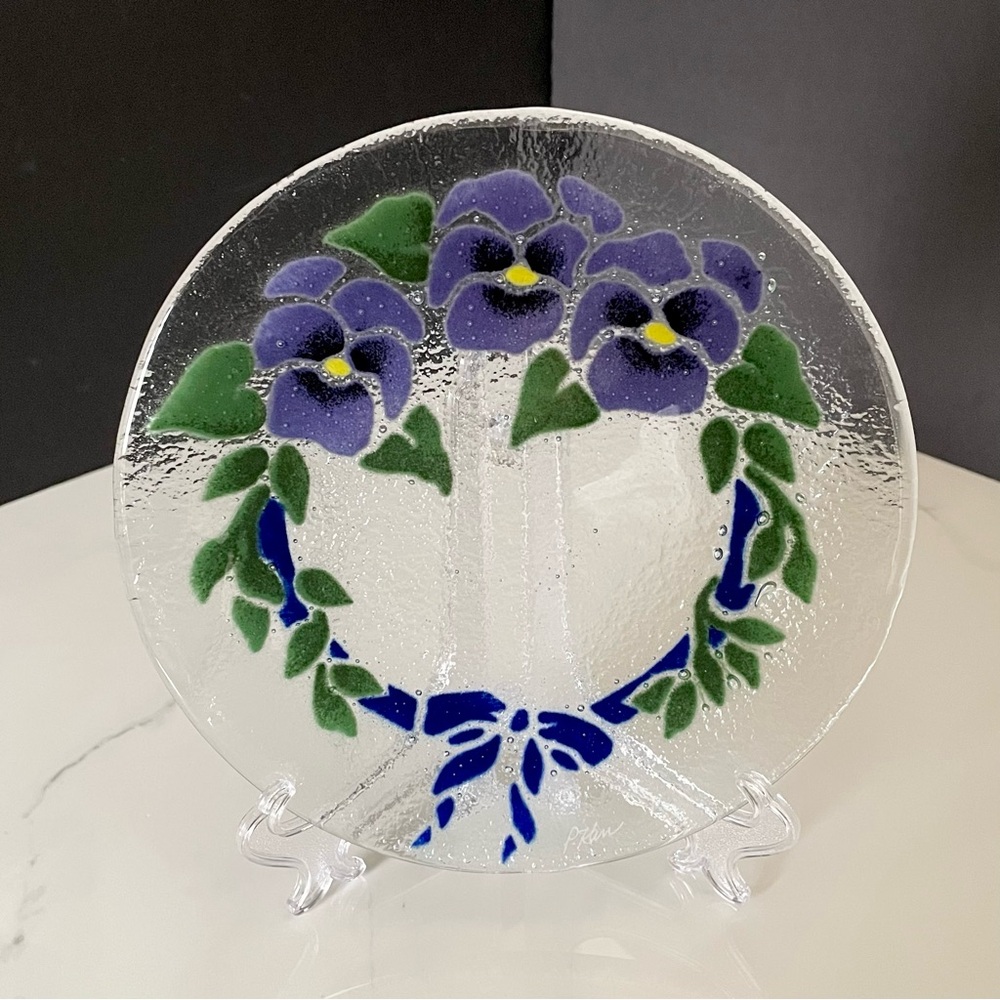 7.75" Purple Pansies Wreath Plate by Peggy Karr